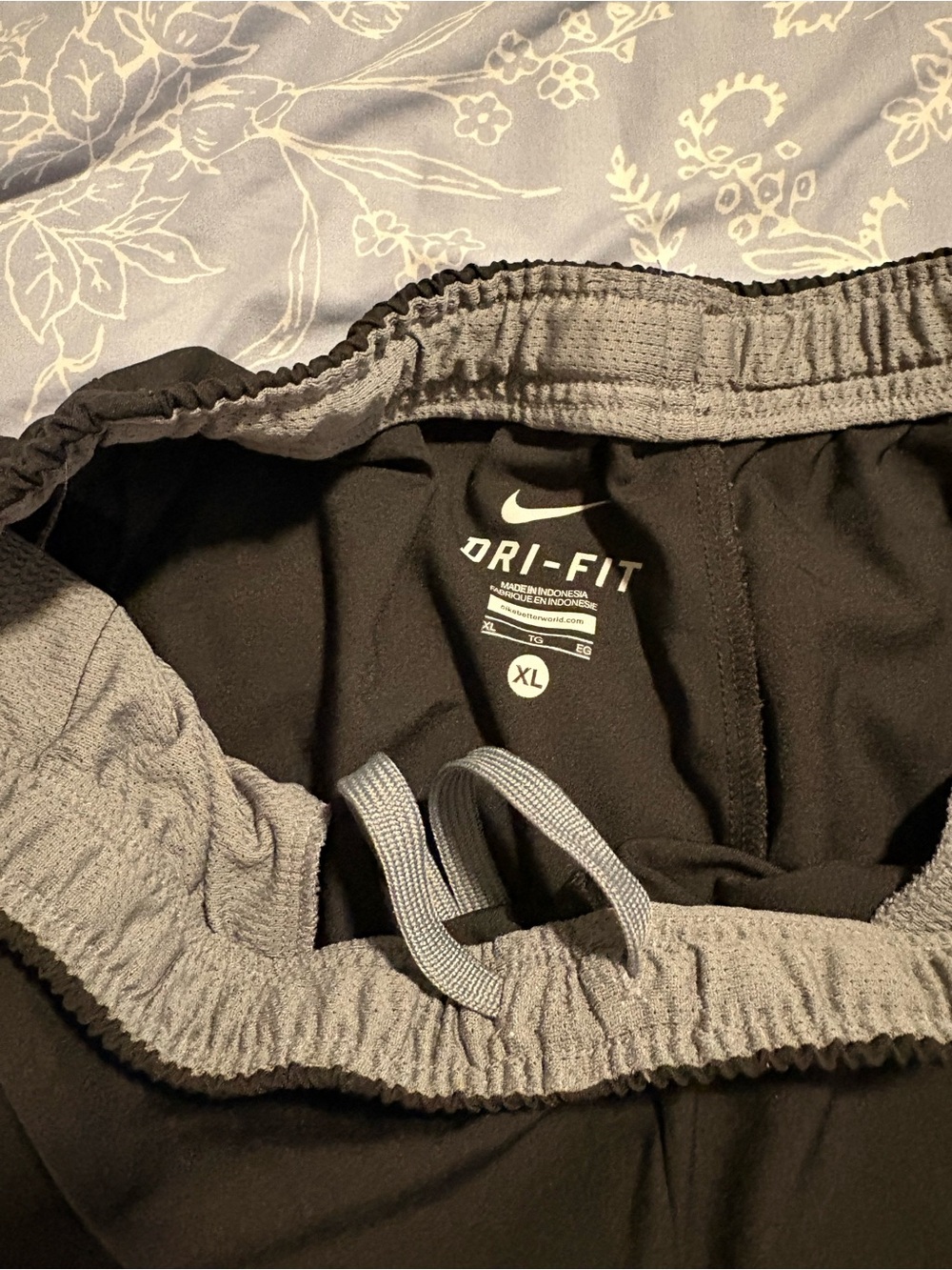 Nike Black Athletic Dri-FIT Shorts with Gray Waistband